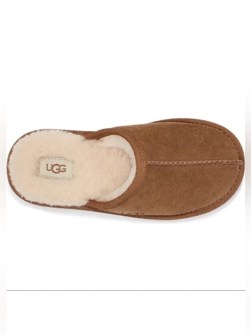UGG Keegan Chestnut Suede Shearling Slide Slippers Big Kids Size 1 Cozy Comfort